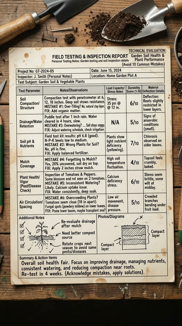 Personal Testing Notes: Garden testing and soil inspection details