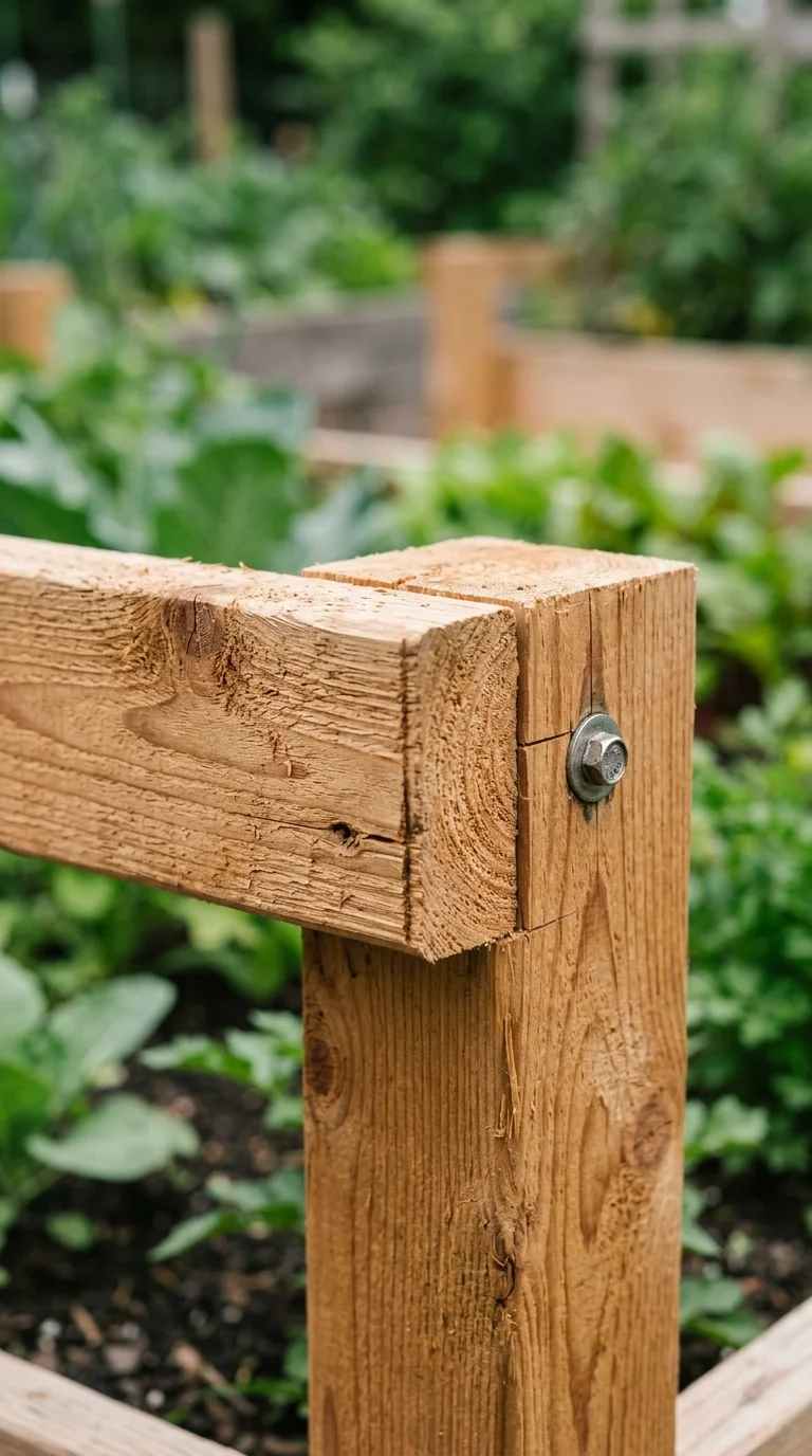 Original Photography: Close-up of cedar garden joint