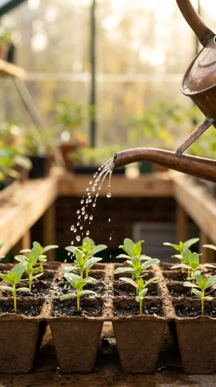 A helpful step-by-step care and watering illustration for “easy annuals to grow from seed”