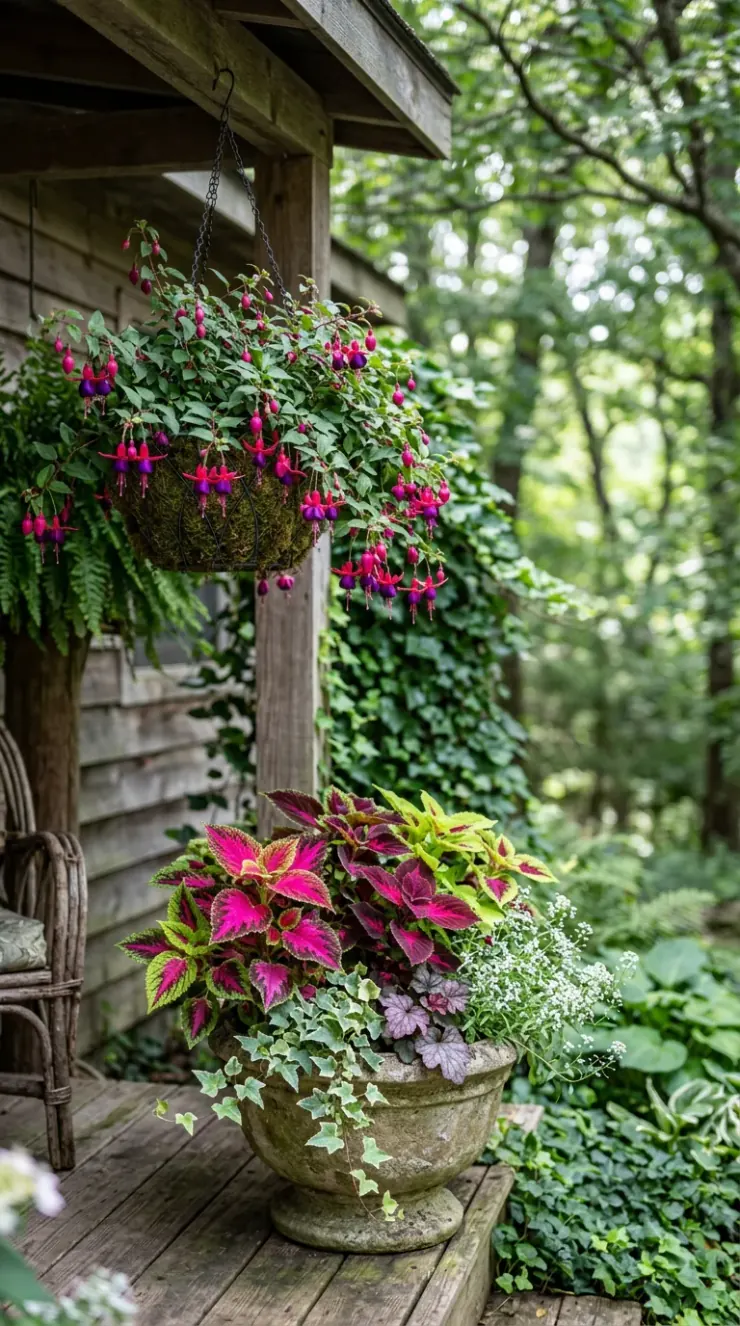 Organic pest protection, companion planting, or outdoor container garden layout for “annual flowers for shade”