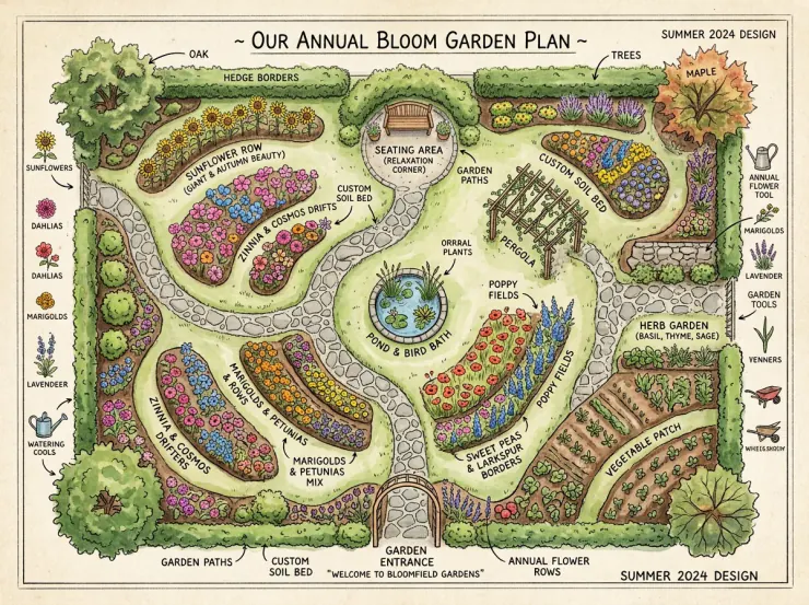 Tailored Garden Spacing Schematic Layout
