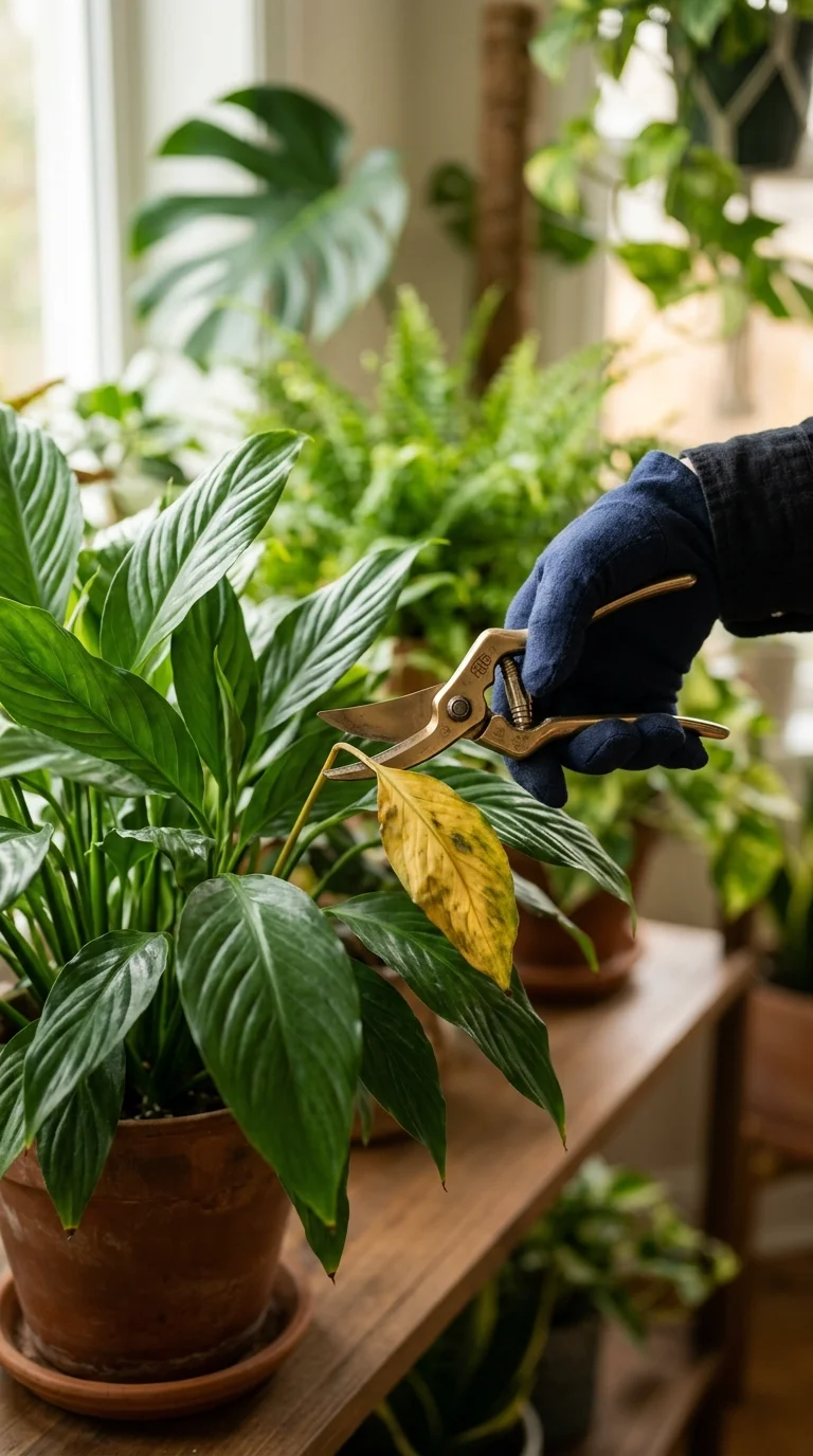 An illustrative troubleshooting, composting, or pruning guide for “Indoor plant care”