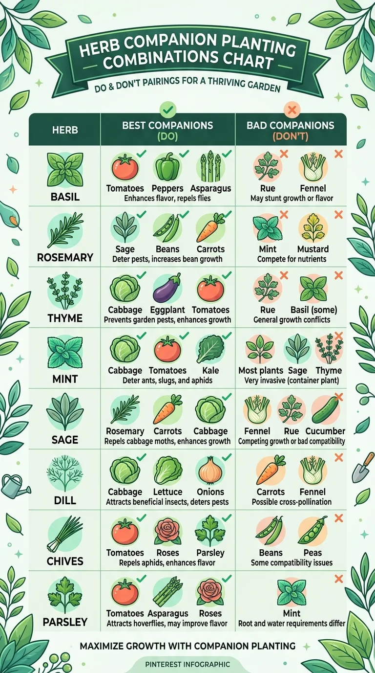 Pinterest shareable image for herb companion planting guide