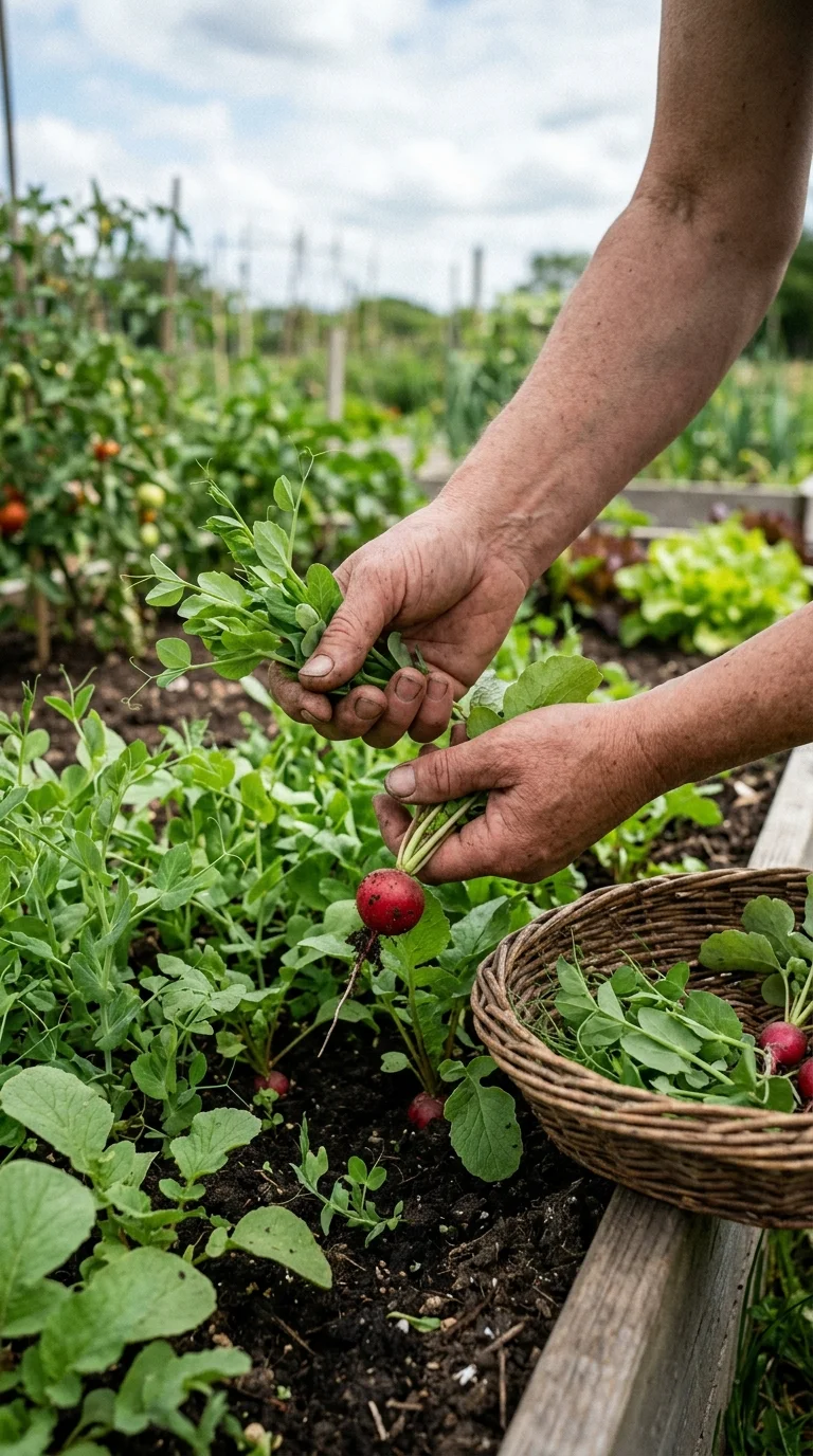 Interplanting fast and slow crops in same bed