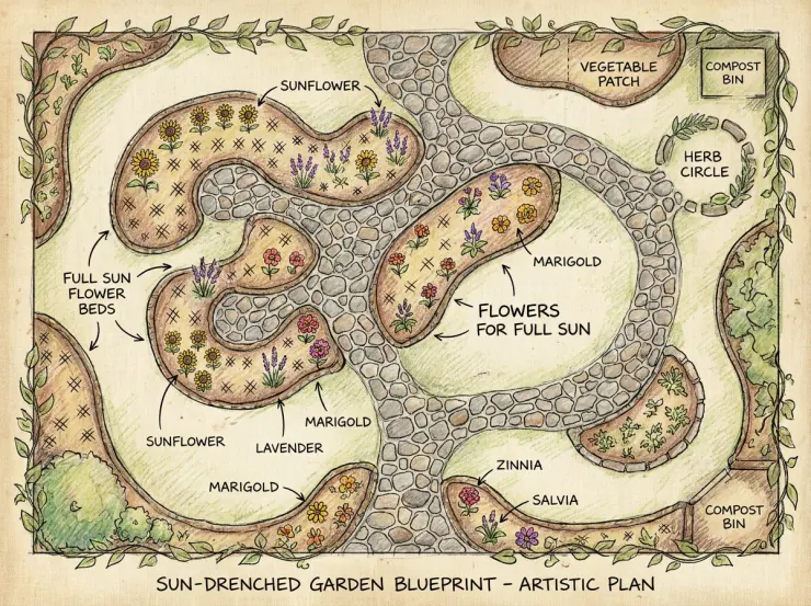 Tailored Garden Spacing Schematic Layout