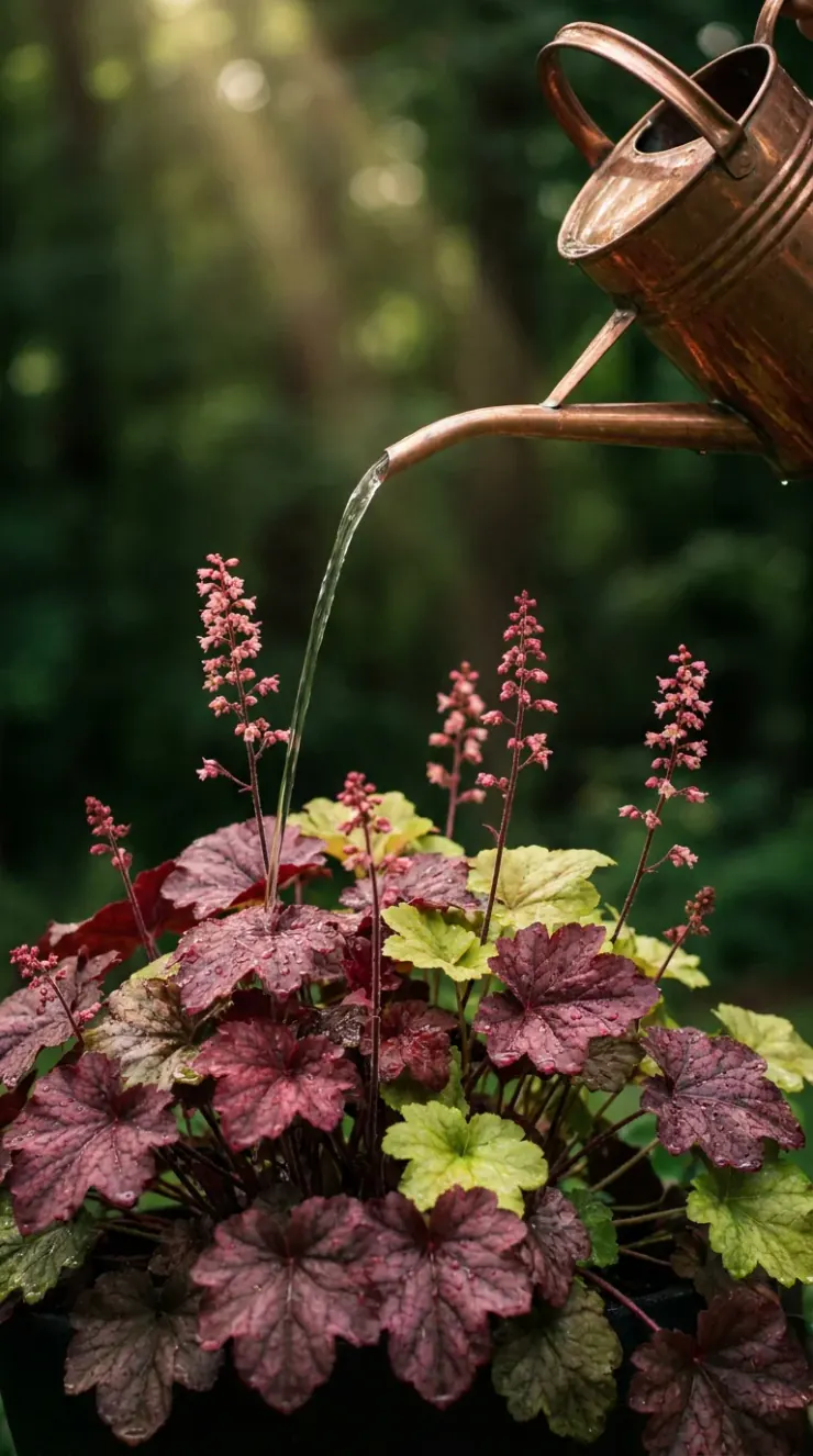 A helpful step-by-step care and watering illustration for “full shade perennials that bloom all summer”