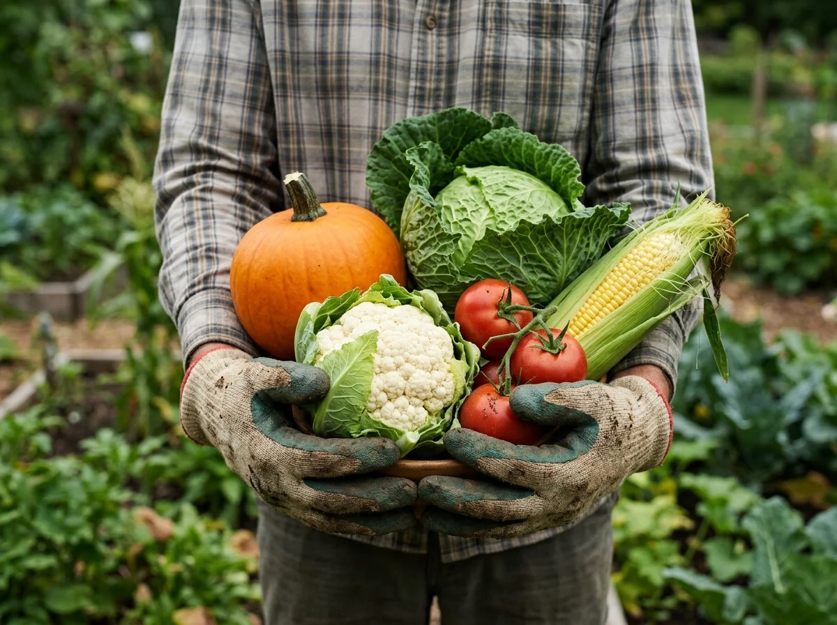 Freshly harvested heavy feeder vegetables