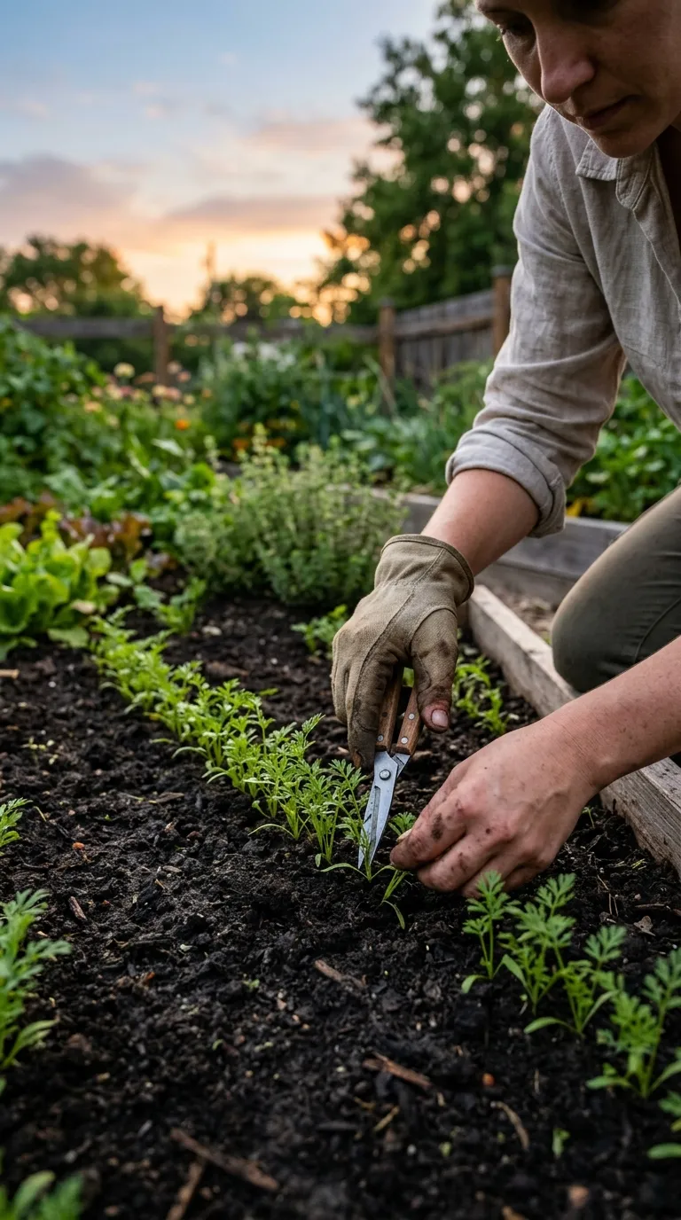 Loose raised bed soil prepared for carrots