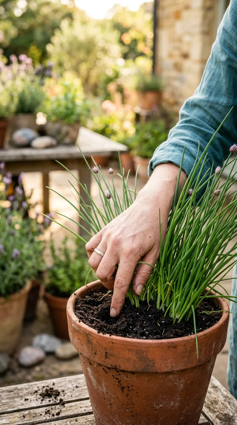 A helpful step-by-step care and watering illustration for “chive plant care guide”