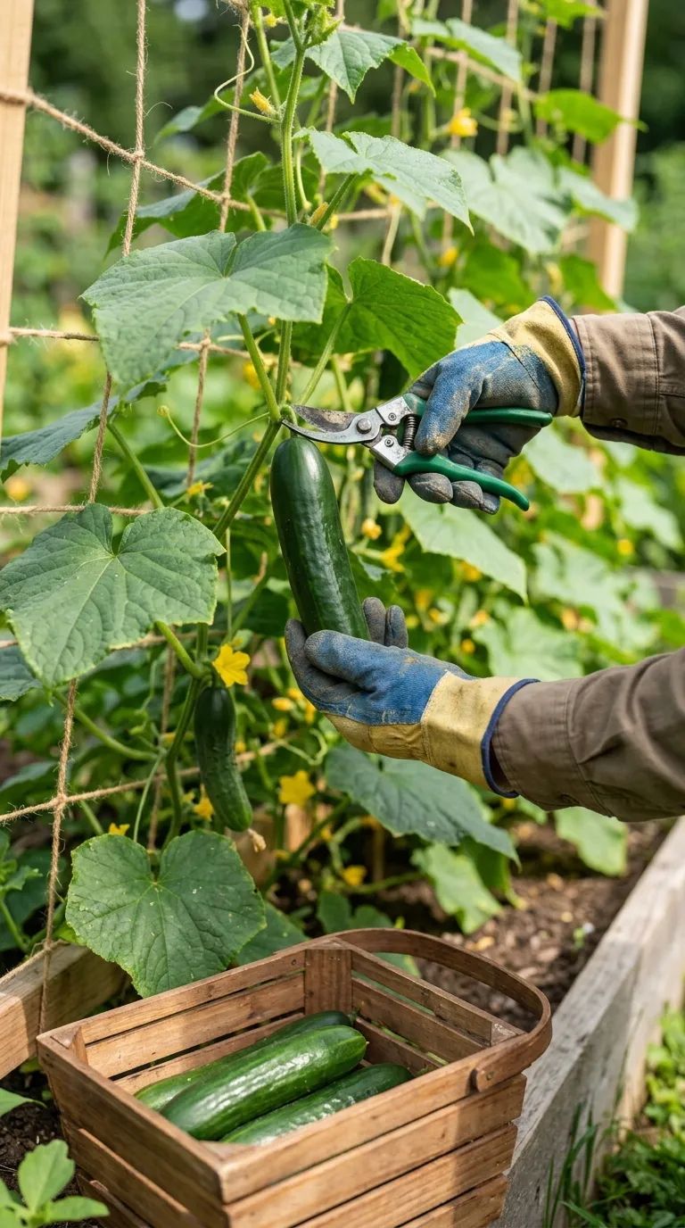 Bee pollinating cucumber flower