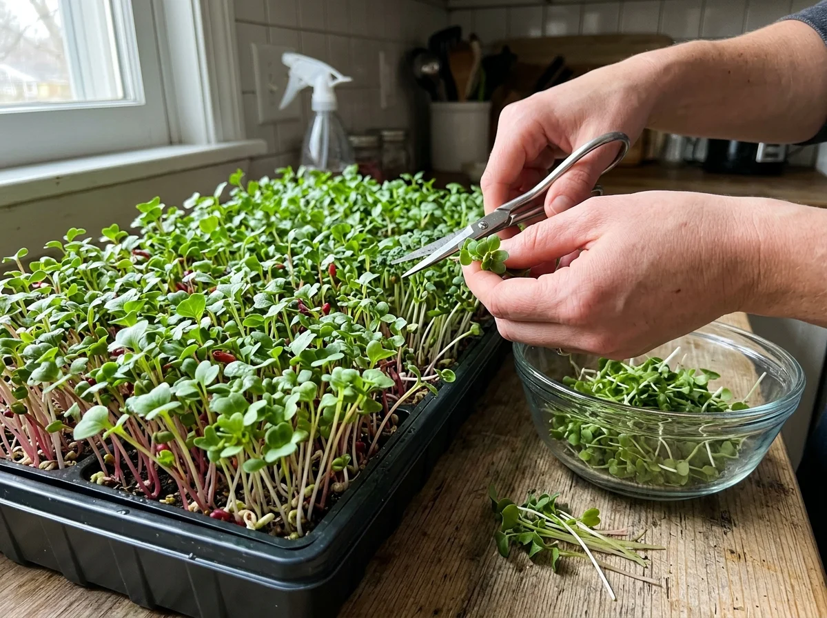 Harvesting microgreens