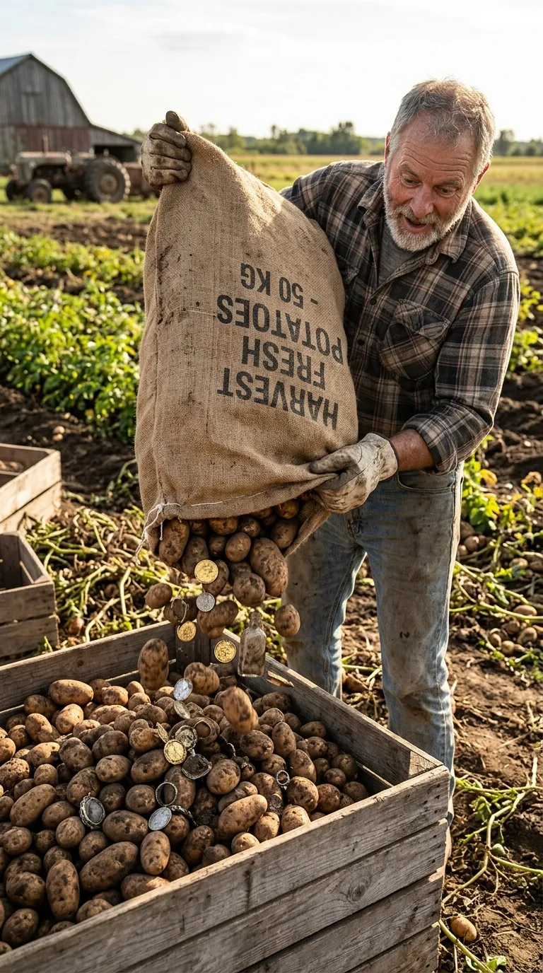 Hilling soil around potato plants to keep tubers covered