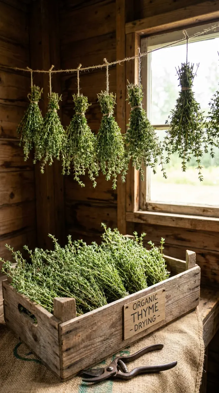 An illustrative troubleshooting, composting, or pruning guide for “drying fresh thyme”