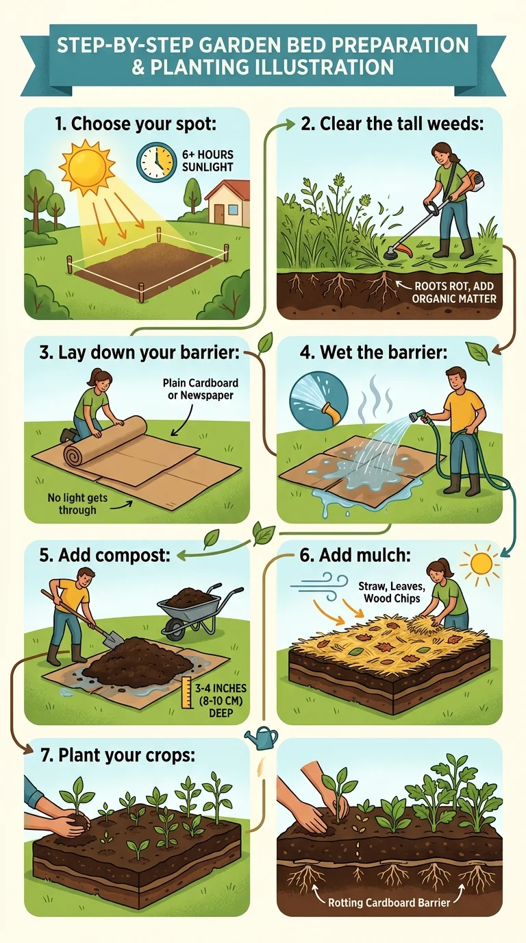 A helpful step-by-step care and watering illustration for “make a garden bed”