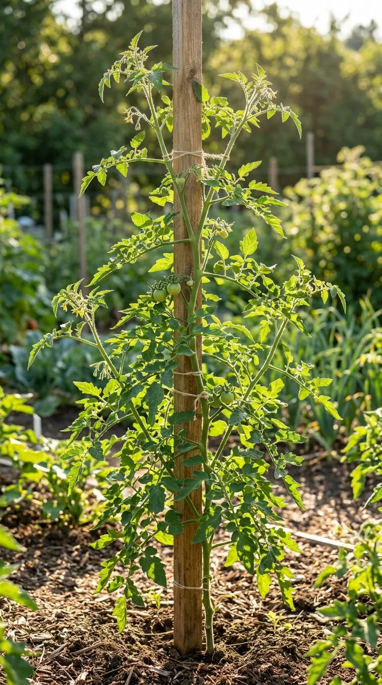 Pruned tomato plant showing improved airflow and light on the fruits