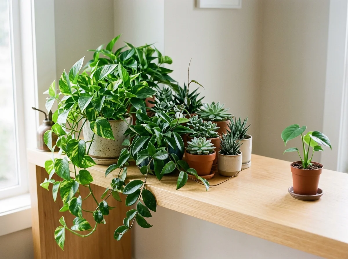 Healthy houseplant collection after mealybug prevention