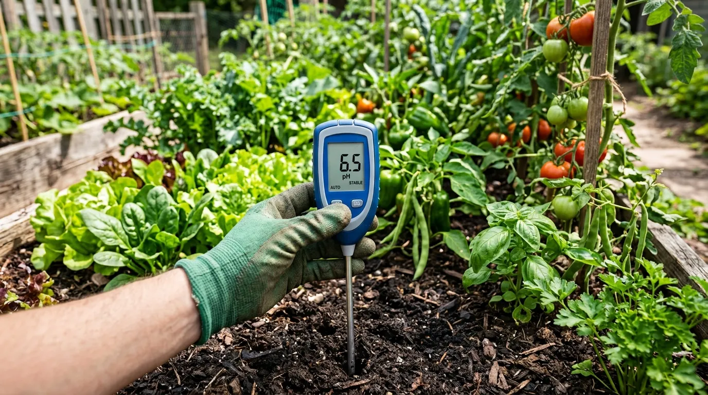 Vegetable leaves showing pH-related nutrient deficiency symptoms