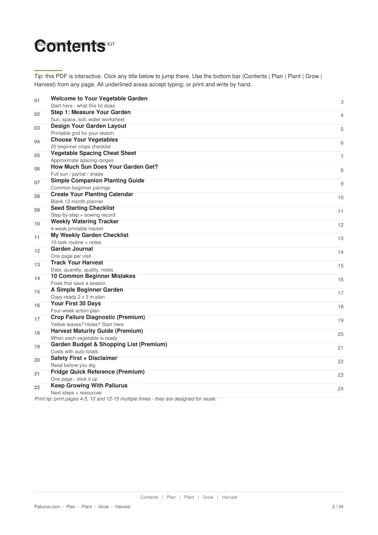Starter Kit Interactive Table of Contents