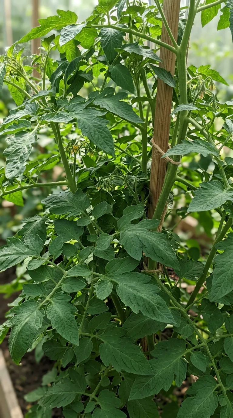 Pruning yellow lower leaves from tomato plant to improve airflow