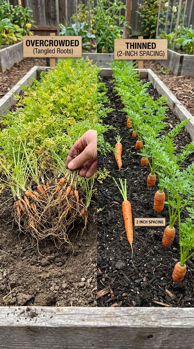 Comparing thinned vs unthinned carrot harvest